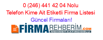 0+(246)+441+42+04+Nolu+Telefon+Kime+Ait+Etiketli+Firma+Listesi Güncel+Firmaları!