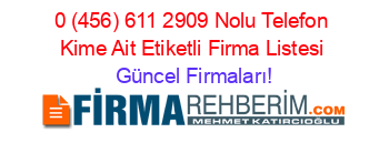 0+(456)+611+2909+Nolu+Telefon+Kime+Ait+Etiketli+Firma+Listesi Güncel+Firmaları!