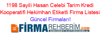 1198+Sayili+Hasan+Celebi+Tarim+Kredi+Kooperatifi+Hekimhan+Etiketli+Firma+Listesi Güncel+Firmaları!