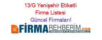 13/G+Yenişehir+Etiketli+Firma+Listesi Güncel+Firmaları!