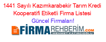 1441+Sayılı+Kazımkarabekir+Tarım+Kredi+Kooperatifi+Etiketli+Firma+Listesi Güncel+Firmaları!