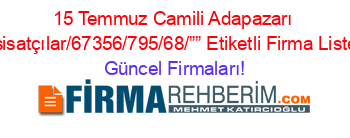 15+Temmuz+Camili+Adapazarı+Tesisatçılar/67356/795/68/””+Etiketli+Firma+Listesi Güncel+Firmaları!