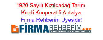 1920+Sayılı+Kızılcadağ+Tarım+Kredi+Kooperatifi+Antalya Firma+Rehberim+Üyesidir!