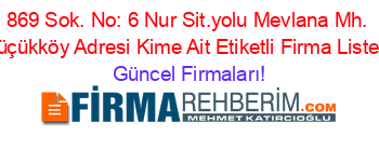 869+Sok.+No:+6+Nur+Sit.yolu+Mevlana+Mh.+Küçükköy+Adresi+Kime+Ait+Etiketli+Firma+Listesi Güncel+Firmaları!