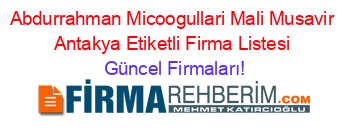 Abdurrahman+Micoogullari+Mali+Musavir+Antakya+Etiketli+Firma+Listesi Güncel+Firmaları!