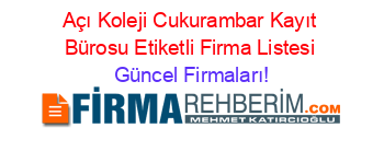 Açı+Koleji+Cukurambar+Kayıt+Bürosu+Etiketli+Firma+Listesi Güncel+Firmaları!