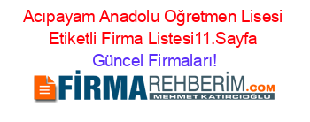 Acıpayam+Anadolu+Oğretmen+Lisesi+Etiketli+Firma+Listesi11.Sayfa Güncel+Firmaları!