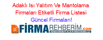 Adaklı+Isı+Yalıtım+Ve+Mantolama+Firmaları+Etiketli+Firma+Listesi Güncel+Firmaları!