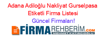 Adana+Adiloğlu+Nakliyat+Gurselpasa+Etiketli+Firma+Listesi Güncel+Firmaları!