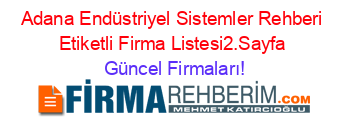 Adana+Endüstriyel+Sistemler+Rehberi+Etiketli+Firma+Listesi2.Sayfa Güncel+Firmaları!