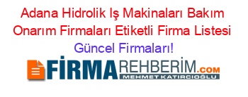 Adana+Hidrolik+Iş+Makinaları+Bakım+Onarım+Firmaları+Etiketli+Firma+Listesi Güncel+Firmaları!