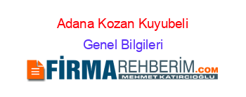 Adana+Kozan+Kuyubeli Genel+Bilgileri