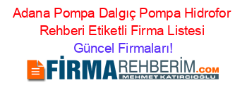 Adana+Pompa+Dalgıç+Pompa+Hidrofor+Rehberi+Etiketli+Firma+Listesi Güncel+Firmaları!