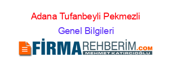 Adana+Tufanbeyli+Pekmezli Genel+Bilgileri