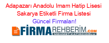 Adapazarı+Anadolu+Imam+Hatip+Lisesi+Sakarya+Etiketli+Firma+Listesi Güncel+Firmaları!