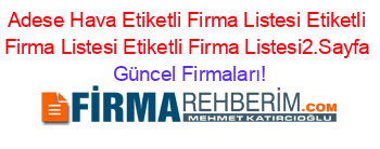 Adese+Hava+Etiketli+Firma+Listesi+Etiketli+Firma+Listesi+Etiketli+Firma+Listesi2.Sayfa Güncel+Firmaları!