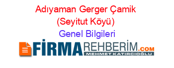 Adıyaman+Gerger+Çamik+(Seyitut+Köyü) Genel+Bilgileri