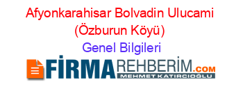 Afyonkarahisar+Bolvadin+Ulucami+(Özburun+Köyü) Genel+Bilgileri