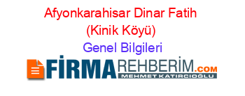 Afyonkarahisar+Dinar+Fatih+(Kinik+Köyü) Genel+Bilgileri