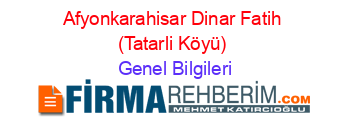 Afyonkarahisar+Dinar+Fatih+(Tatarli+Köyü) Genel+Bilgileri