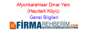 Afyonkarahisar+Dinar+Yeni+(Haydarli+Köyü) Genel+Bilgileri