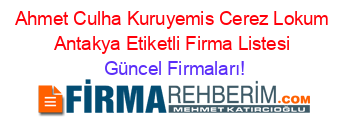 Ahmet+Culha+Kuruyemis+Cerez+Lokum+Antakya+Etiketli+Firma+Listesi Güncel+Firmaları!