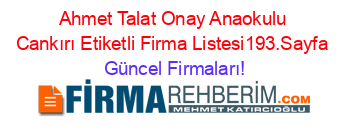 Ahmet+Talat+Onay+Anaokulu+Cankırı+Etiketli+Firma+Listesi193.Sayfa Güncel+Firmaları!