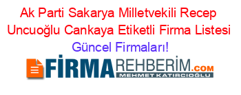 Ak+Parti+Sakarya+Milletvekili+Recep+Uncuoğlu+Cankaya+Etiketli+Firma+Listesi Güncel+Firmaları!