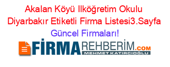 Akalan+Köyü+Ilköğretim+Okulu+Diyarbakır+Etiketli+Firma+Listesi3.Sayfa Güncel+Firmaları!