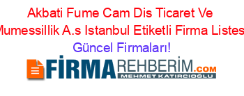 Akbati+Fume+Cam+Dis+Ticaret+Ve+Mumessillik+A.s+Istanbul+Etiketli+Firma+Listesi Güncel+Firmaları!