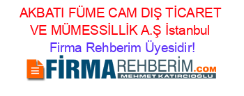 AKBATI+FÜME+CAM+DIŞ+TİCARET+VE+MÜMESSİLLİK+A.Ş+İstanbul Firma+Rehberim+Üyesidir!