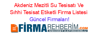 Akdeniz+Mezitli+Su+Tesisatı+Ve+Sıhhi+Tesisat+Etiketli+Firma+Listesi Güncel+Firmaları!