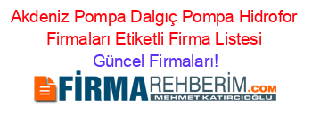 Akdeniz+Pompa+Dalgıç+Pompa+Hidrofor+Firmaları+Etiketli+Firma+Listesi Güncel+Firmaları!