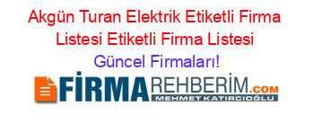 Akgün+Turan+Elektrik+Etiketli+Firma+Listesi+Etiketli+Firma+Listesi Güncel+Firmaları!