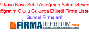 Akkaya+Köyü+Sehit+Asteğmen+Salim+Izleyen+Ilköğretim+Okulu+Cukurca+Etiketli+Firma+Listesi Güncel+Firmaları!