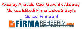Aksaray+Anadolu+Ozel+Guvenlik+Aksaray+Merkez+Etiketli+Firma+Listesi2.Sayfa Güncel+Firmaları!