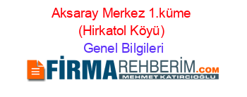 Aksaray+Merkez+1.küme+(Hirkatol+Köyü) Genel+Bilgileri