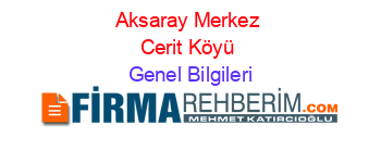 Aksaray+Merkez+Cerit+Köyü Genel+Bilgileri