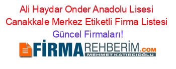 Ali+Haydar+Onder+Anadolu+Lisesi+Canakkale+Merkez+Etiketli+Firma+Listesi Güncel+Firmaları!