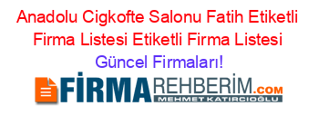 Anadolu+Cigkofte+Salonu+Fatih+Etiketli+Firma+Listesi+Etiketli+Firma+Listesi Güncel+Firmaları!