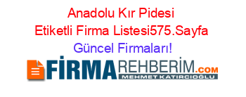 Anadolu+Kır+Pidesi+Etiketli+Firma+Listesi575.Sayfa Güncel+Firmaları!