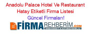 Anadolu+Palace+Hotel+Ve+Restaurant+Hatay+Etiketli+Firma+Listesi Güncel+Firmaları!