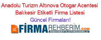 Anadolu+Turizm+Altınova+Otogar+Acentesi+Balıkesir+Etiketli+Firma+Listesi Güncel+Firmaları!