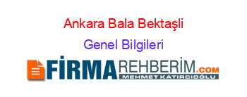Ankara+Bala+Bektaşli Genel+Bilgileri