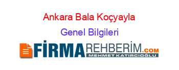 Ankara+Bala+Koçyayla Genel+Bilgileri