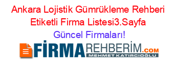 Ankara+Lojistik+Gümrükleme+Rehberi+Etiketli+Firma+Listesi3.Sayfa Güncel+Firmaları!