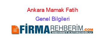 Ankara+Mamak+Fatih Genel+Bilgileri