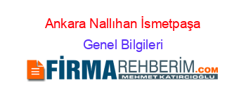 Ankara+Nallıhan+İsmetpaşa Genel+Bilgileri