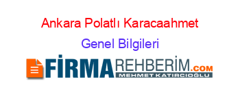 Ankara+Polatlı+Karacaahmet Genel+Bilgileri