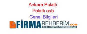 Ankara+Polatlı+Polatlı+osb Genel+Bilgileri